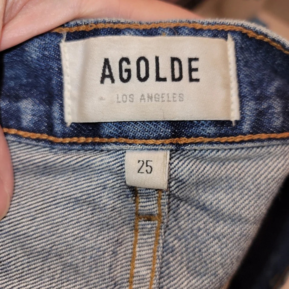 Agolde parker denim jean shorts medium blue size 26 summer beach bohemian - Picture 6 of 6